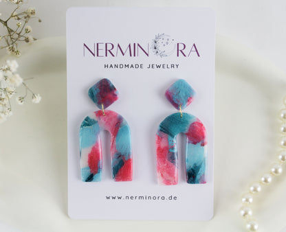 Sommer Ohrringe & Ohrstecker Set – Handgemachte bunte Polymer Clay Statement Pieces