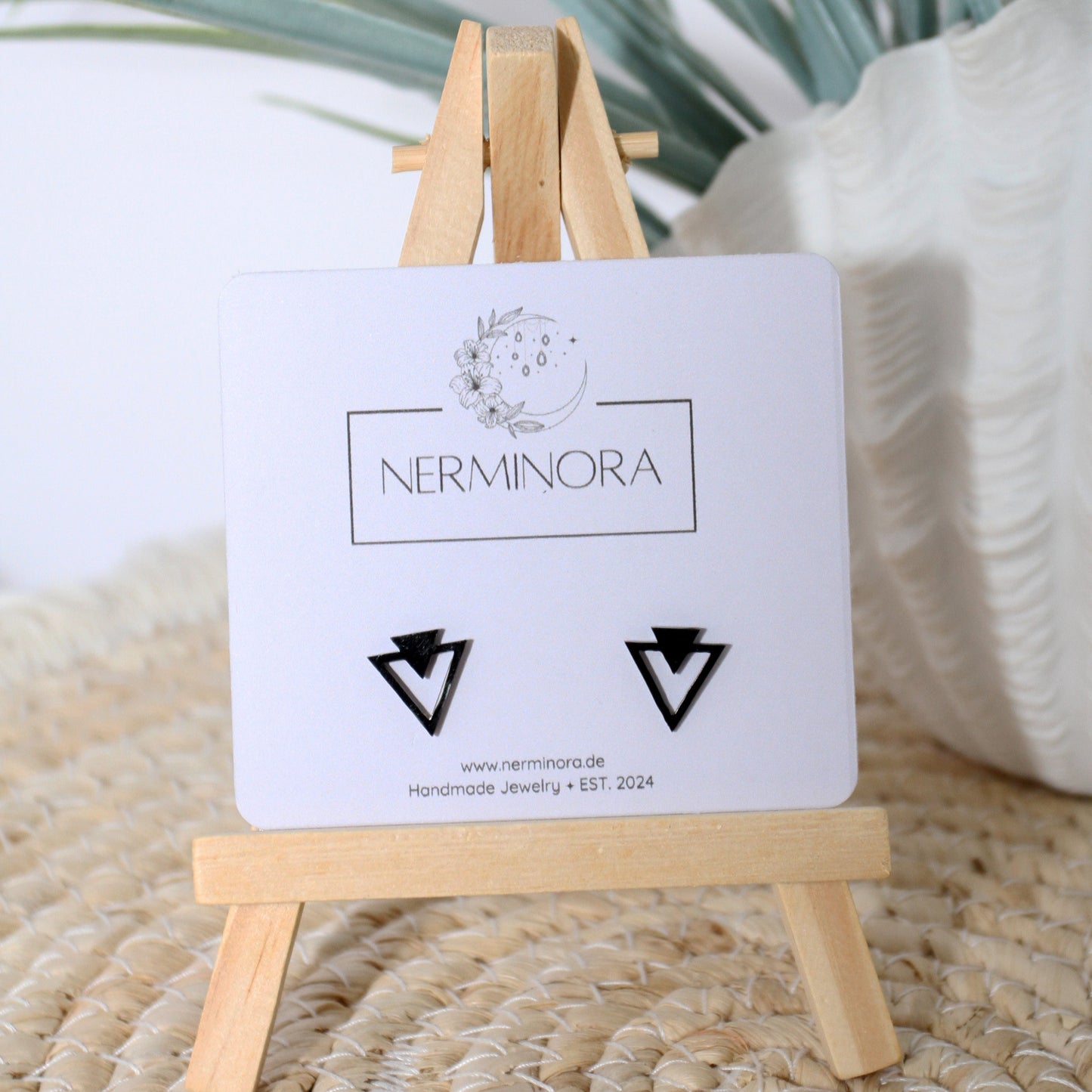 Geometric Triangle Black Earrings Unisex