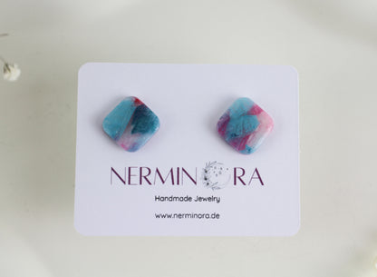Sommer Ohrringe & Ohrstecker Set – Handgemachte bunte Polymer Clay Statement Pieces
