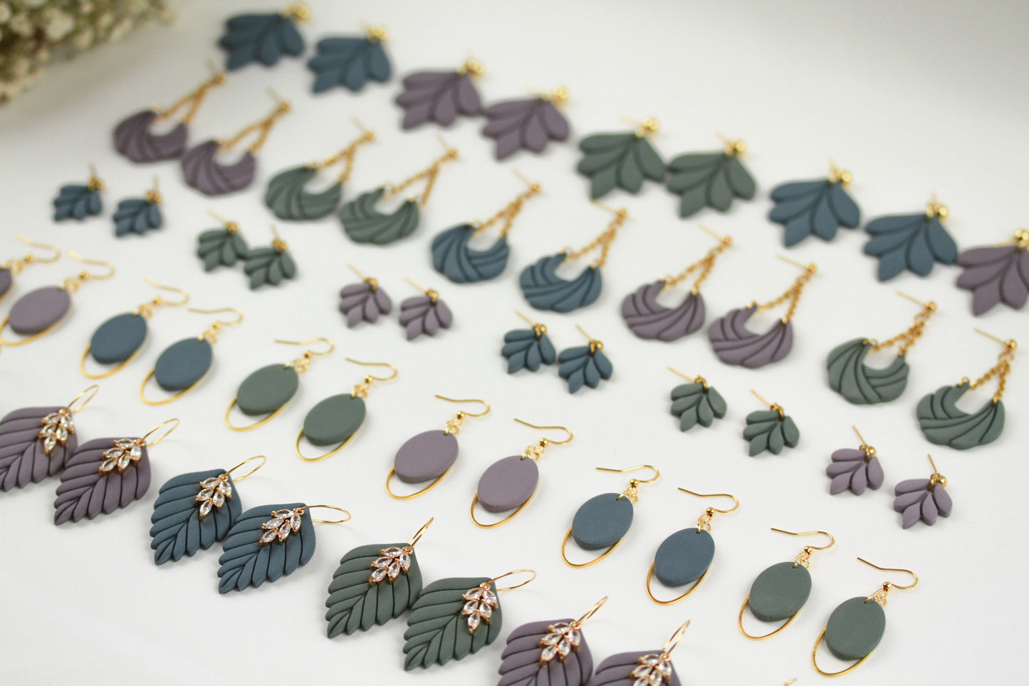 Große Blatt Polymer Clay Ohrringe – Kollektion Dewlight