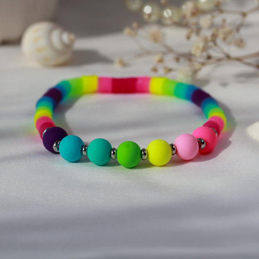 Rainbow Arcade – Buntes Katsuki-Armband mit XL-Perlen