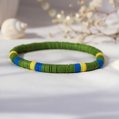 Safari Oasis – Katsuki-Armband in Olivgrün, Blau und Gelb