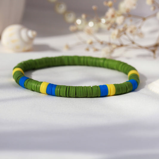 Safari Oasis – Katsuki-Armband in Olivgrün, Blau und Gelb