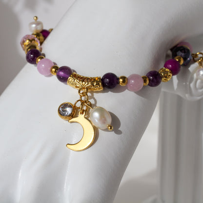 Violet Moon – Amethyst- & Rosenquarz-Armband