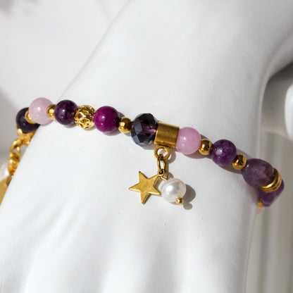 Violet Moon – Amethyst- & Rosenquarz-Armband