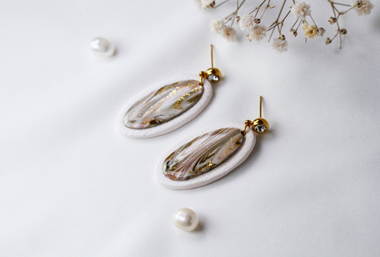 Ivory Mocha Glow – Ovale Ohrringe