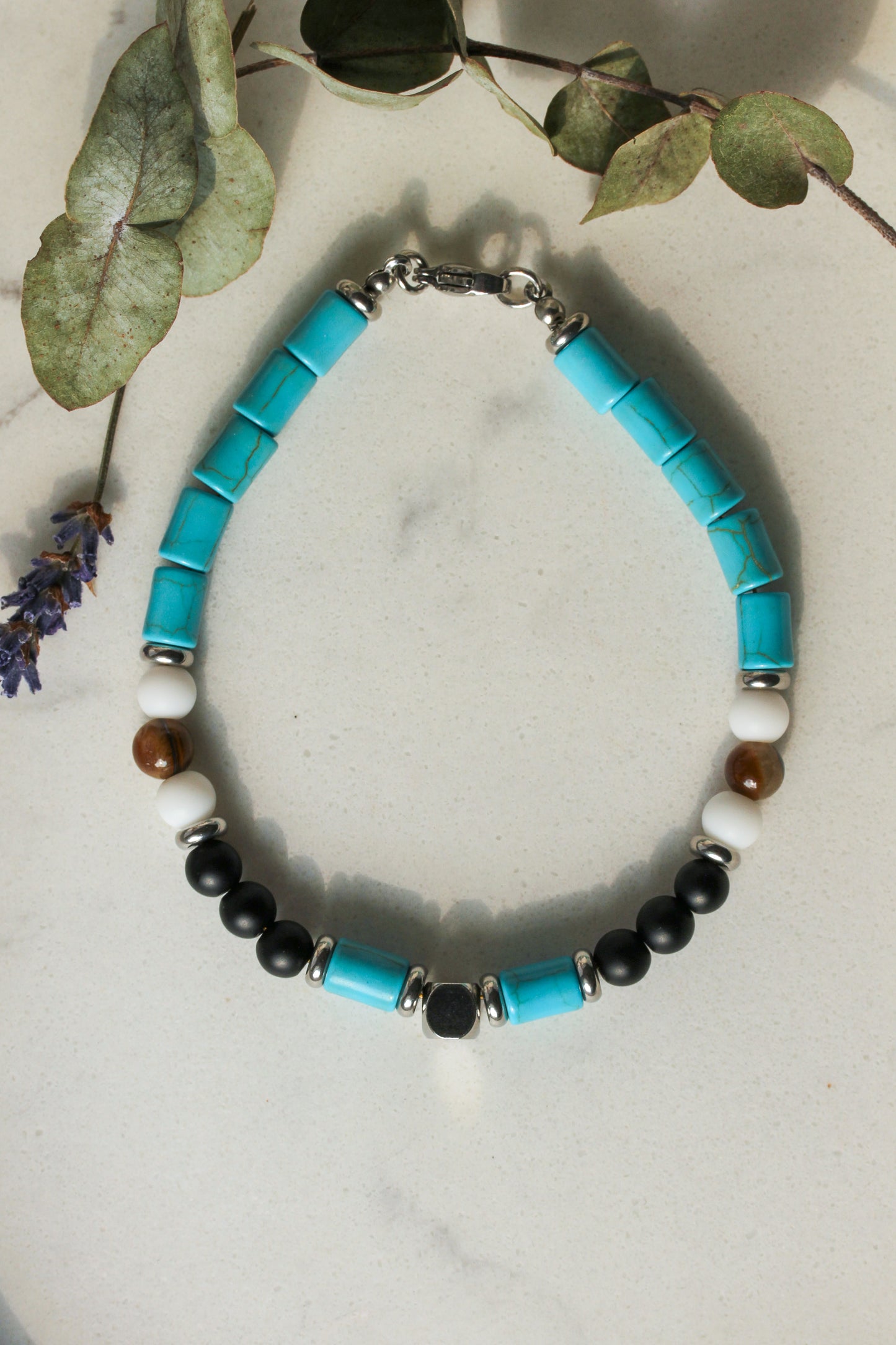 Nereus Tide – Herrenarmband in Türkis, Schwarz und Weiß