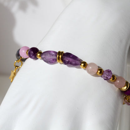 Violet Moon – Amethyst- & Rosenquarz-Armband