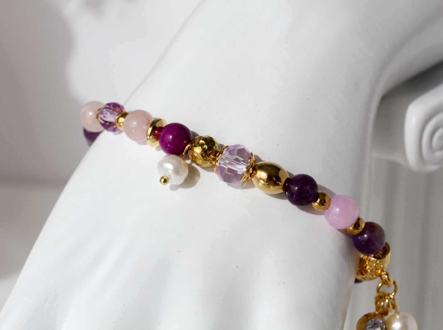 Violet Moon – Amethyst- & Rosenquarz-Armband