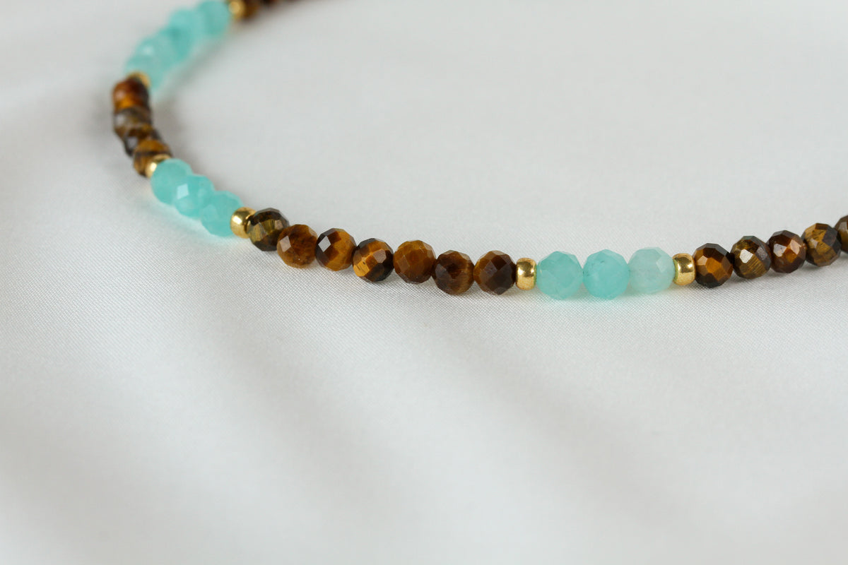 Amber Lagoon – Schmuckset mit Tigerauge und Amazonit