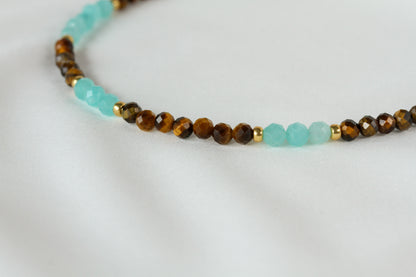 Amber Lagoon – Schmuckset mit Tigerauge und Amazonit