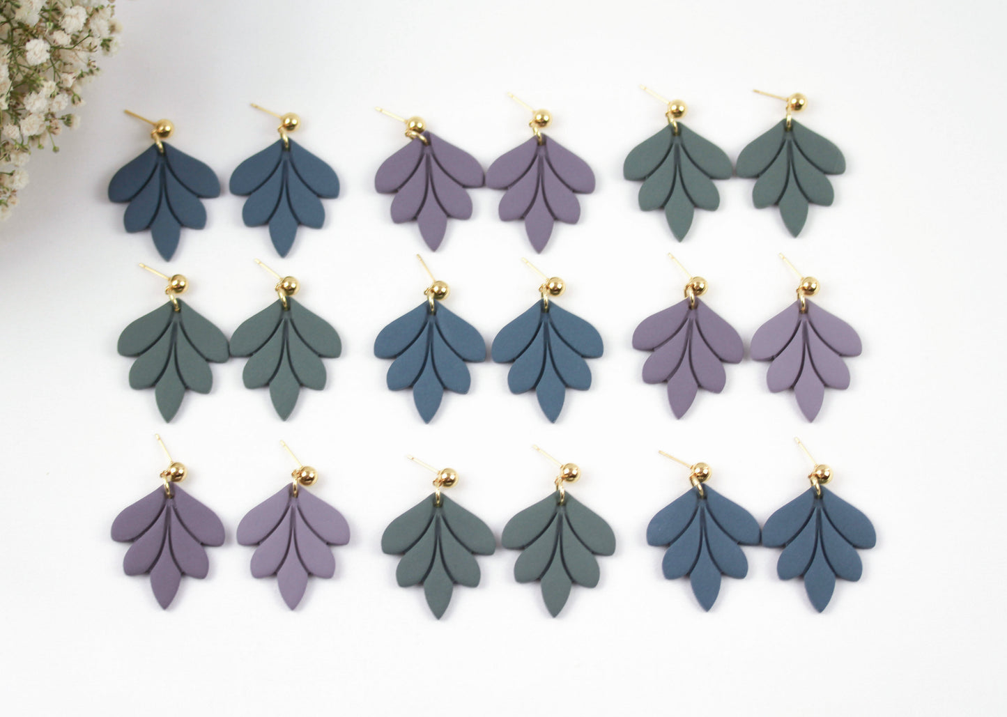 Große Blatt Polymer Clay Ohrringe – Kollektion Dewlight