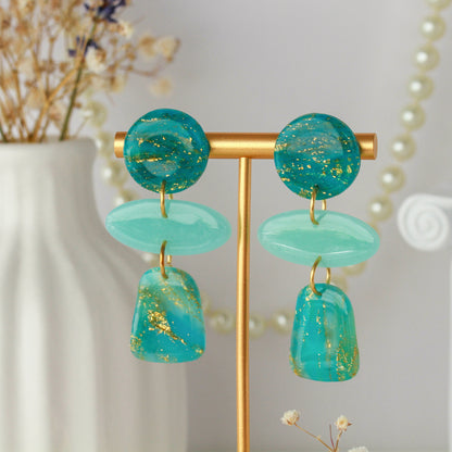 Amphitrite’s Secret – Dreistufige Ohrhänger in Türkisgrün und Mint