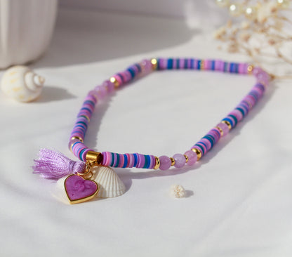 Purple Galaxy – Lila Katsuki-Wickelarmband mit Natursteinperlen