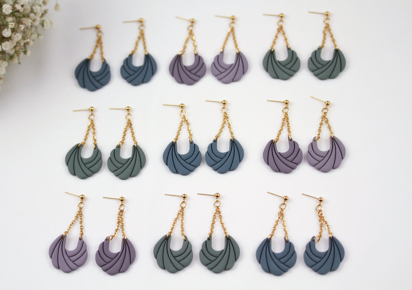 Polymer Clay Ohrringe mit Kette – Statement Hängeohrringe | Dewlight Kollektion