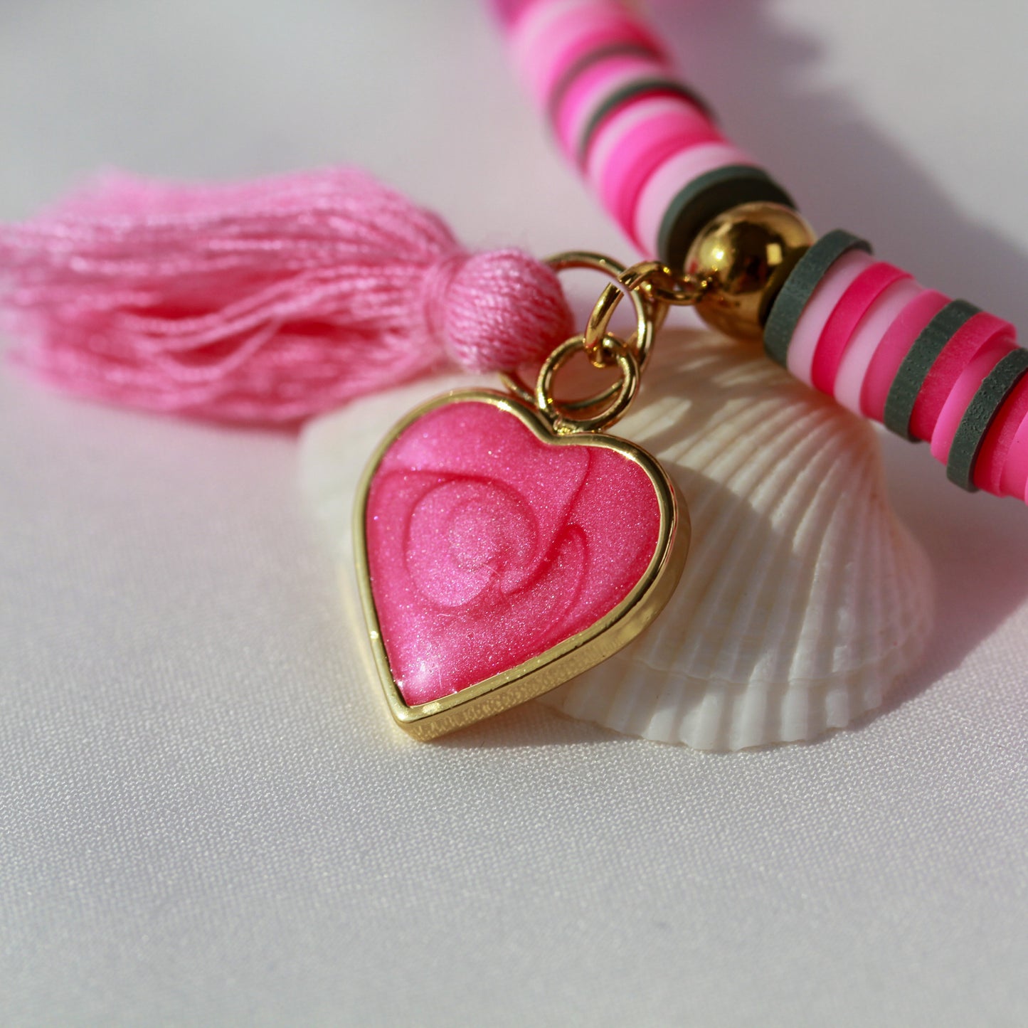 Love Nova – Pinkes Katsuki-Wickelarmband mit Natursteinperlen