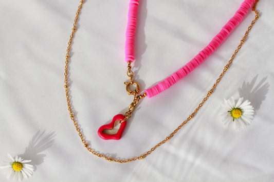 Hot Pink Heart - Halskette
