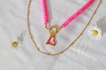 Pink Heart Frame - Halskette