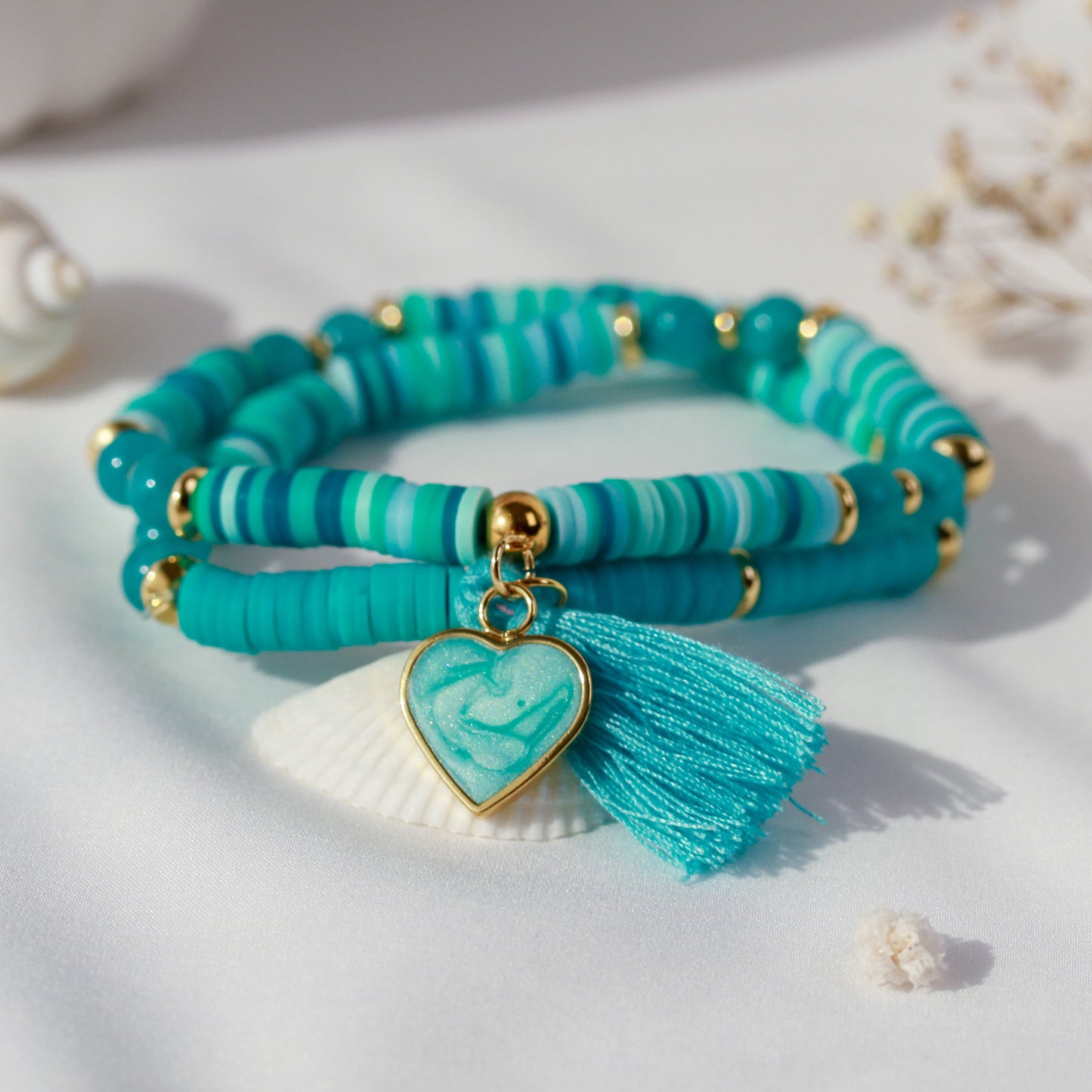 Aqua Aura – Mehrlagiges Katsuki-Wickelarmband mit Natursteinperlen