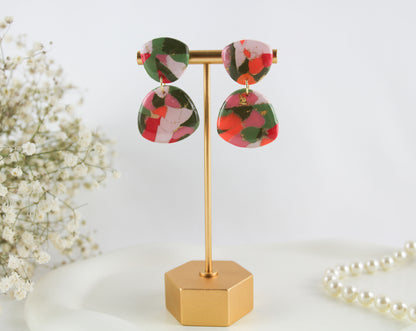 Grün Orange Marmor Statement-Ohrringe – Handgemacht