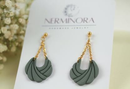 Polymer Clay Ohrringe mit Kette – Statement Hängeohrringe | Dewlight Kollektion