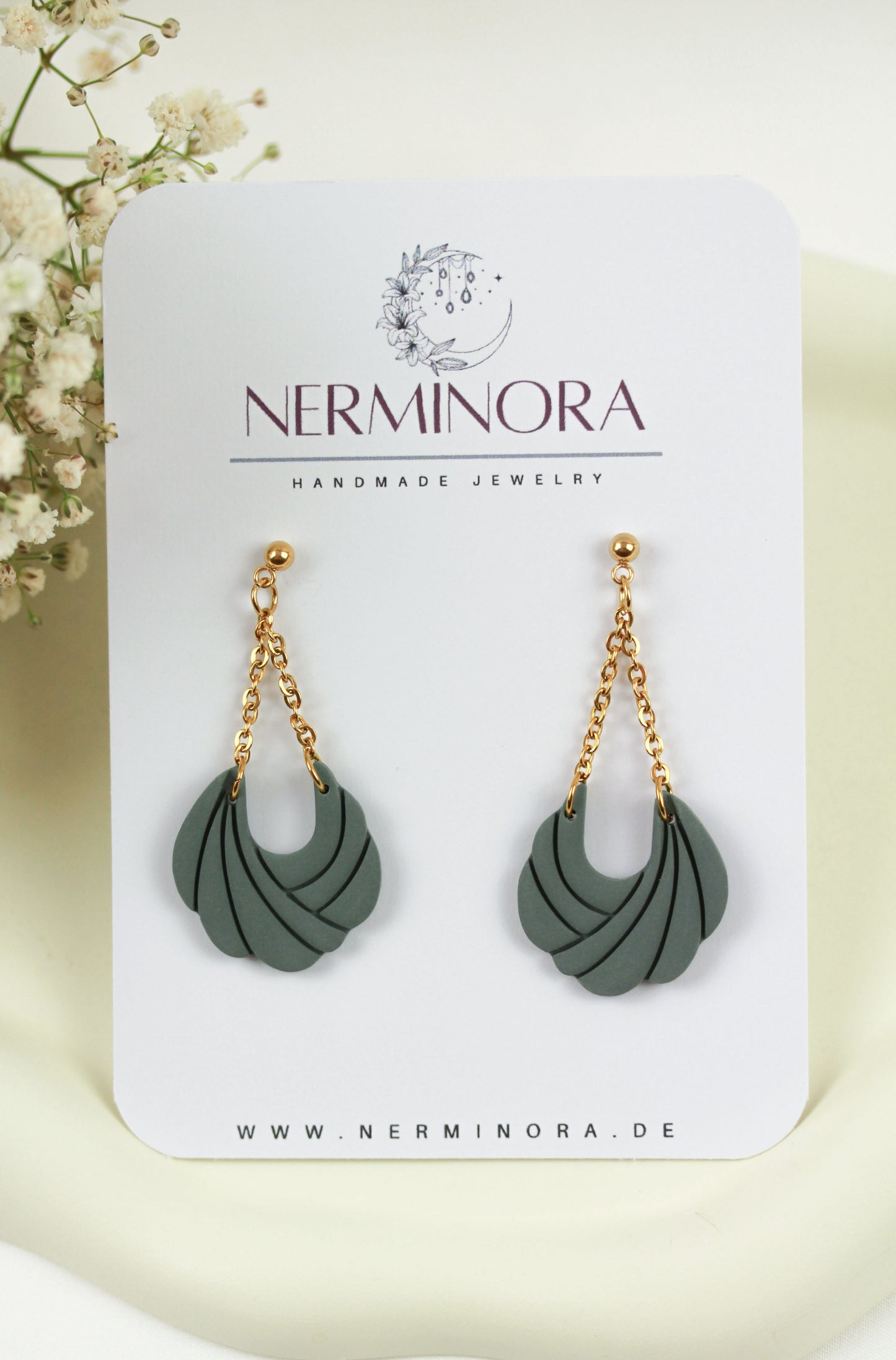 Polymer Clay Ohrringe mit Kette – Statement Hängeohrringe | Dewlight Kollektion