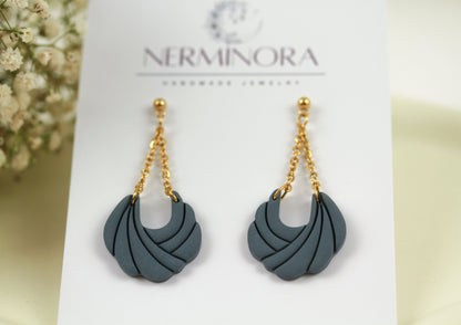 Polymer Clay Ohrringe mit Kette – Statement Hängeohrringe | Dewlight Kollektion