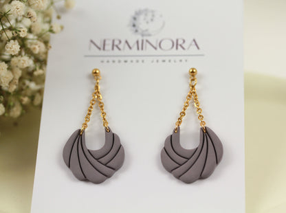 Polymer Clay Ohrringe mit Kette – Statement Hängeohrringe | Dewlight Kollektion