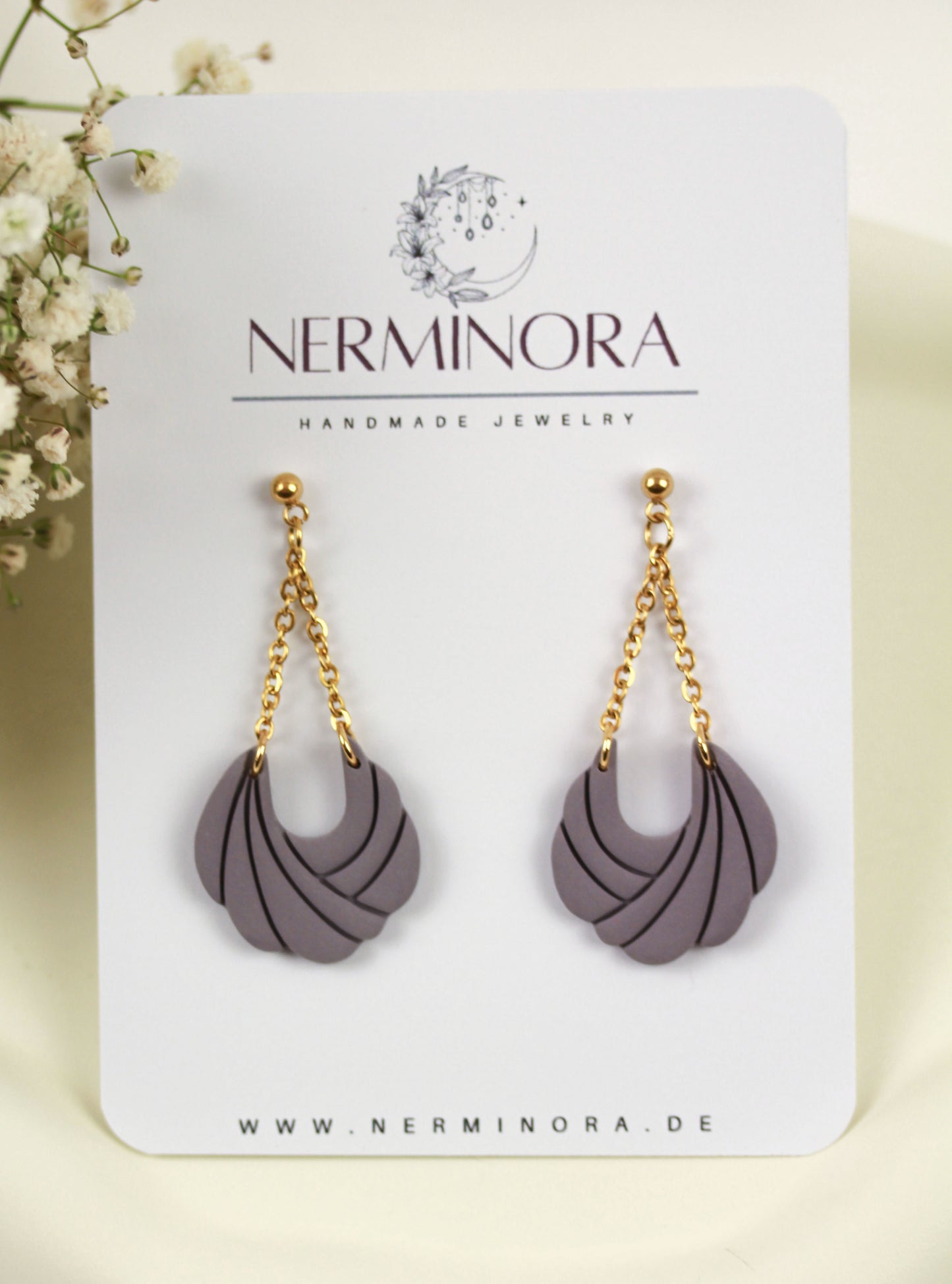 Polymer Clay Ohrringe mit Kette – Statement Hängeohrringe | Dewlight Kollektion