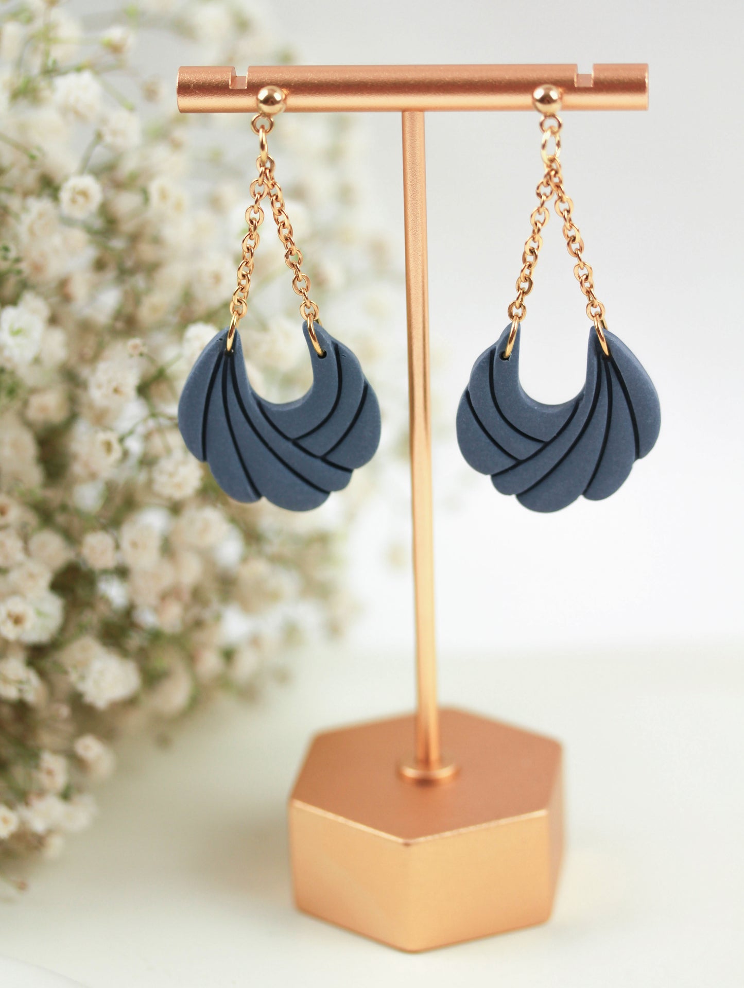 Polymer Clay Ohrringe mit Kette – Statement Hängeohrringe | Dewlight Kollektion