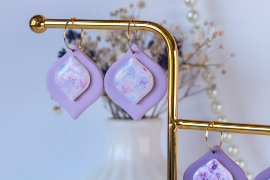 Blossom Whisper Rose – Pastellrosa Ohrhänger mit Marmor-Element