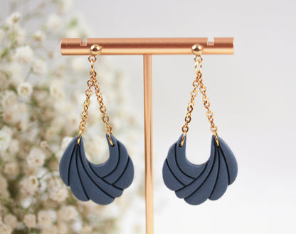 Polymer Clay Ohrringe mit Kette – Statement Hängeohrringe | Dewlight Kollektion