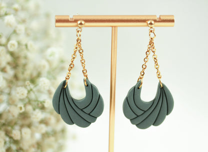 Polymer Clay Ohrringe mit Kette – Statement Hängeohrringe | Dewlight Kollektion