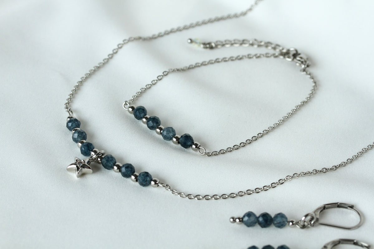 Sapphire Starlight – Schmuckset mit Saphir und Sternanhänger