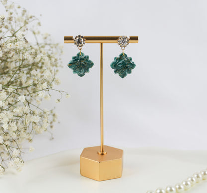 Grün-Gold Naturstein-Marmor Ohrringe – Kollektion Verdi Lapponia | Handgefertigt