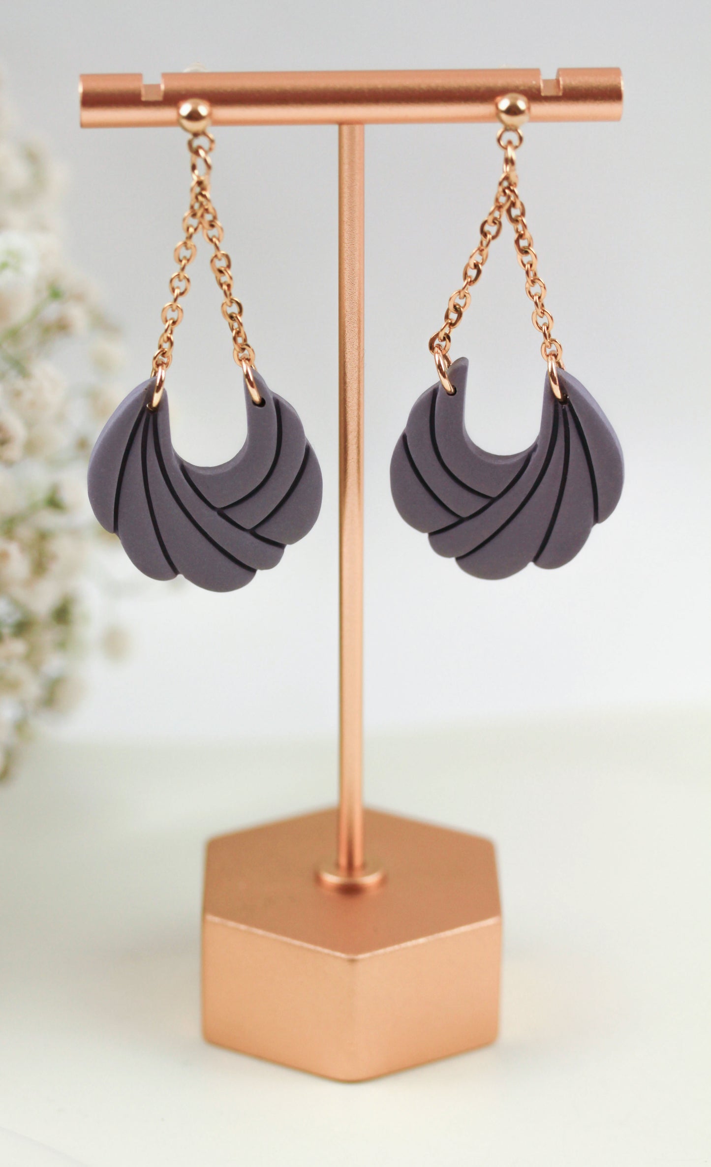 Polymer Clay Ohrringe mit Kette – Statement Hängeohrringe | Dewlight Kollektion