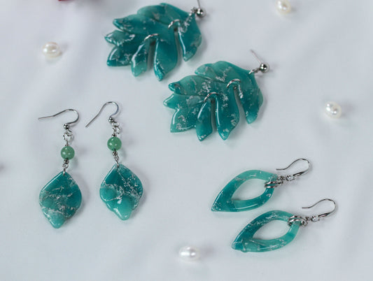 Sage Silver Marble – Ohrringe