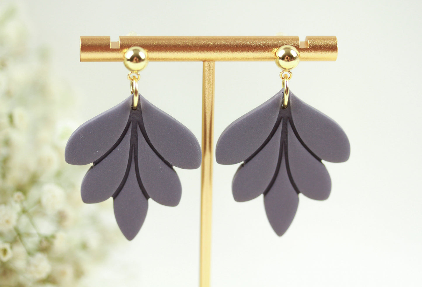 Große Blatt Polymer Clay Ohrringe – Kollektion Dewlight