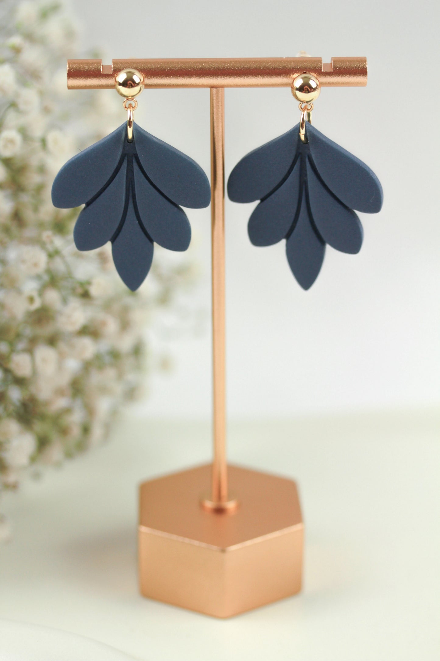 Große Blatt Polymer Clay Ohrringe – Kollektion Dewlight