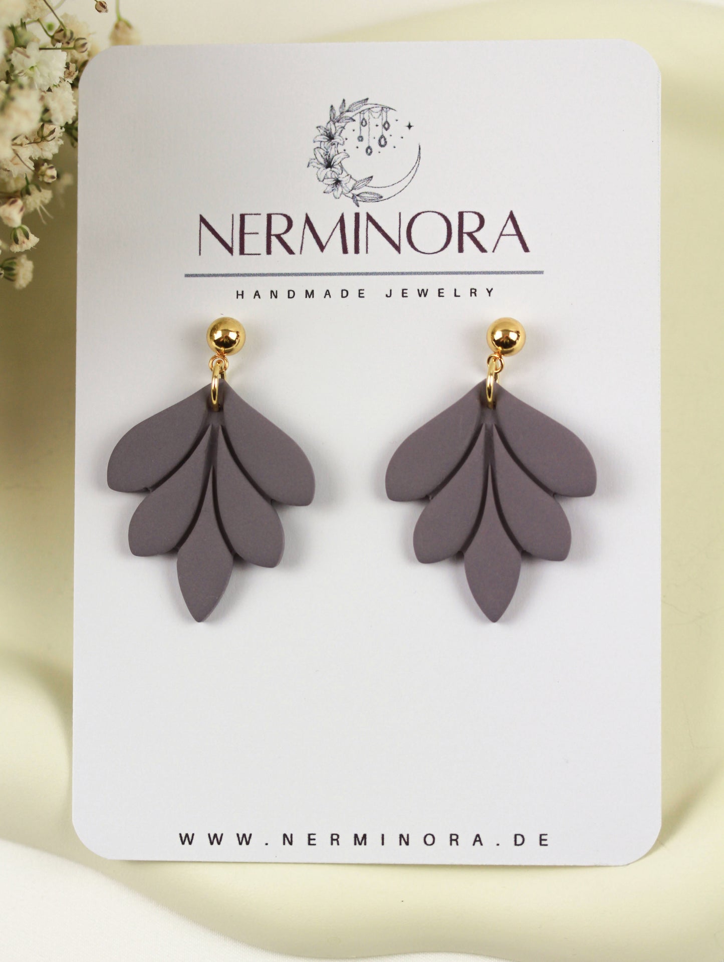 Große Blatt Polymer Clay Ohrringe – Kollektion Dewlight