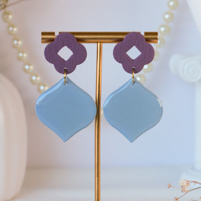Blush Garden Mauve Bloom Drop – Dreistufige Ohrhänger in Mauve und Petrol