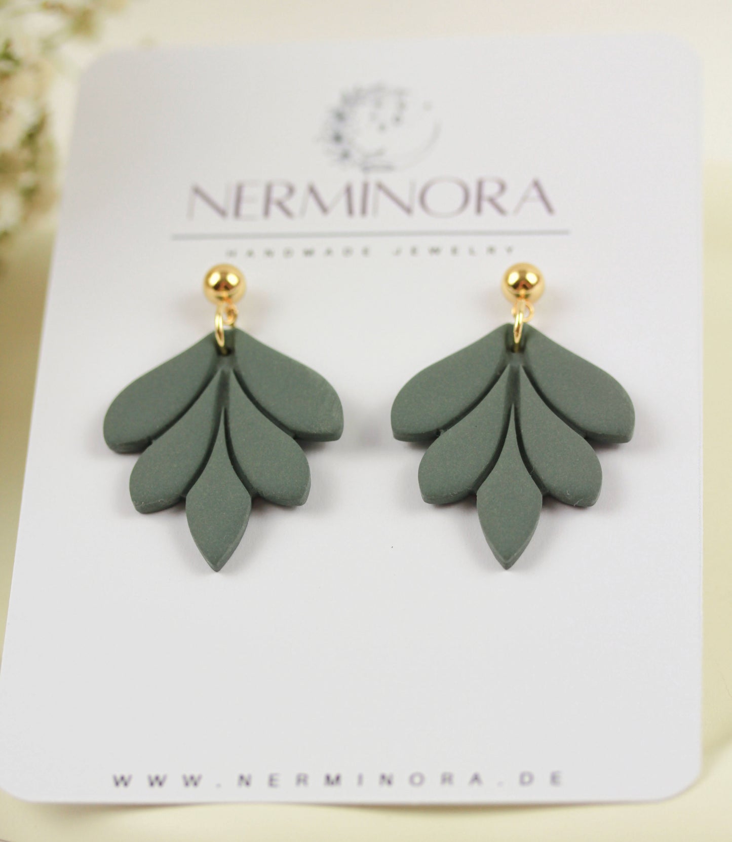 Große Blatt Polymer Clay Ohrringe – Kollektion Dewlight