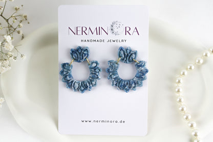 Blaue Naturstein-Marmor Flügel Ohrringe – Kollektion Marbela | Handgefertigt