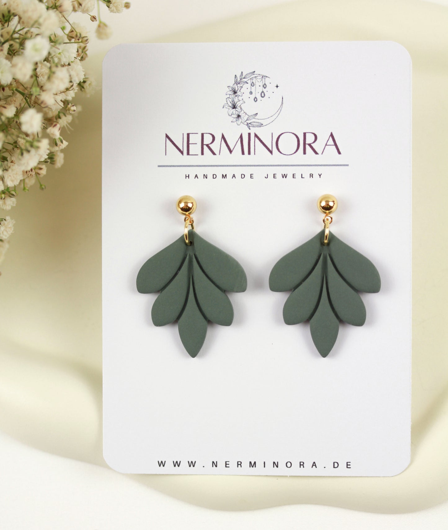 Große Blatt Polymer Clay Ohrringe – Kollektion Dewlight