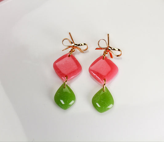 Berry Olive Bow - Ohrringe