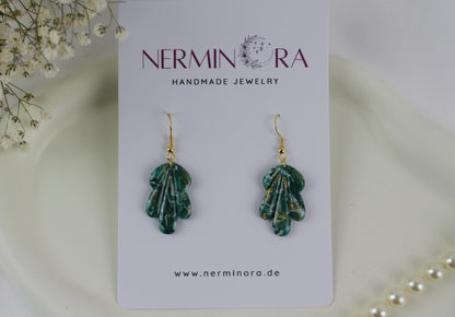 Grün-Gold Naturstein-Marmor Ohrringe – Kollektion Verdi Lapponia | Handgefertigt