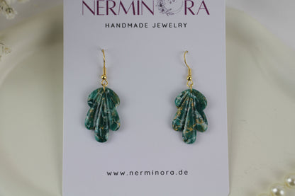 Grün-Gold Naturstein-Marmor Ohrringe – Kollektion Verdi Lapponia | Handgefertigt