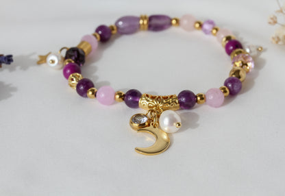 Violet Moon – Amethyst- & Rosenquarz-Armband