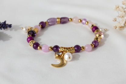 Violet Moon – Amethyst- & Rosenquarz-Armband