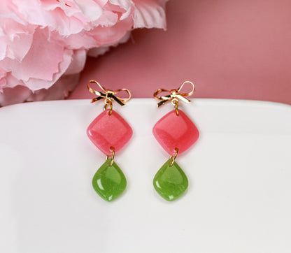 Berry Olive Bow - Ohrringe